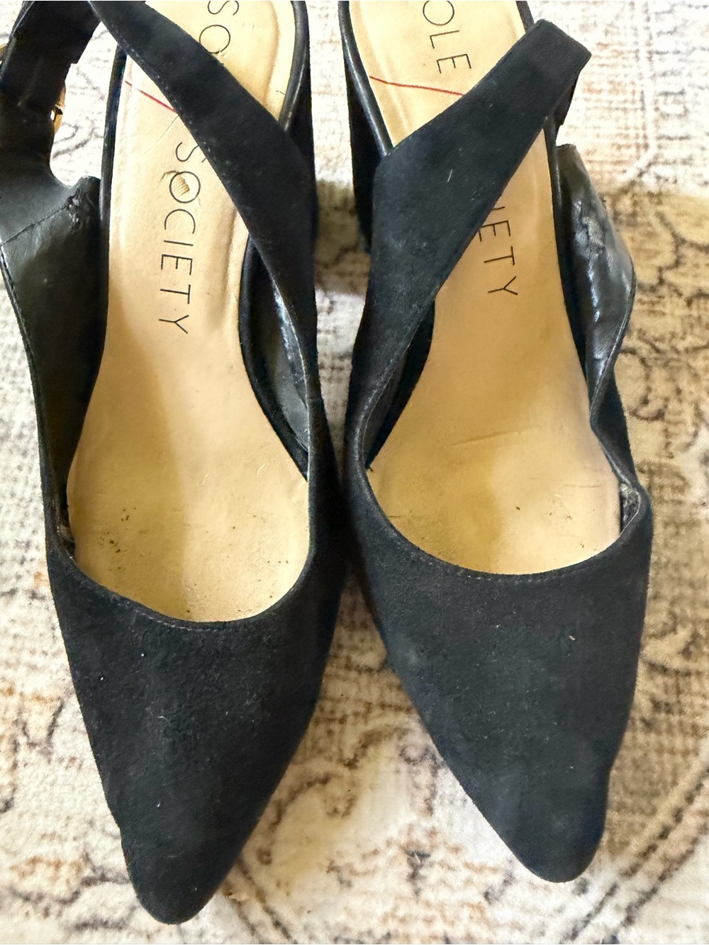 Sole Society Black Pointed Slingback Heels